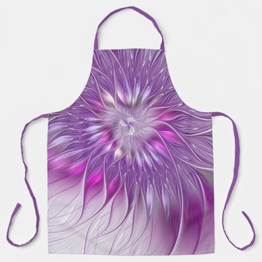 Tablier Fleur violette rose Passion Abstrait Art fractal (Recto)