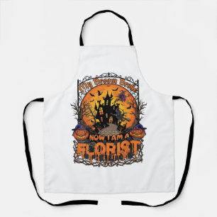 Tablier Fleuriste balai cassé sorcière Halloween citrouill