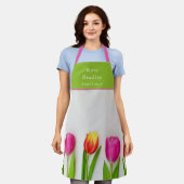 Tablier Fleuriste de la Tulipe Rose et Verte (Porté)