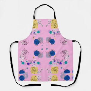 Tablier Fleurs abstraites modernes chic sur rose