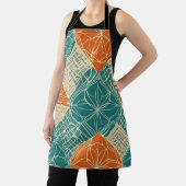 Tablier Fleurs abstraites sarcelle, orange et chamois (Insitu)