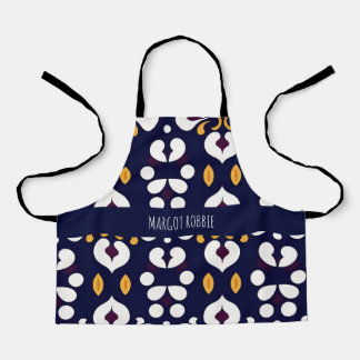 Tablier Fleurs Batik Jaune Motif botanique