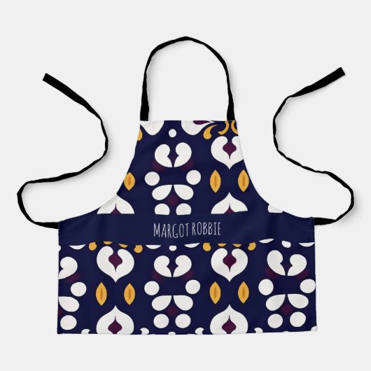 Tablier Fleurs Batik Jaune Motif botanique (Recto)