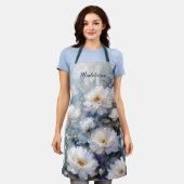 Tablier Fleurs blanches élégantes sur Soft Pastel (Porté)