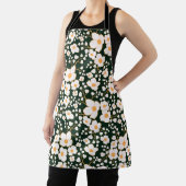 Tablier Fleurs blanches et Arrière - plan vert Centre Jaun (Insitu)