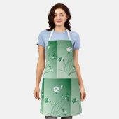 Tablier Fleurs Blanches Et Vertes (Porté)