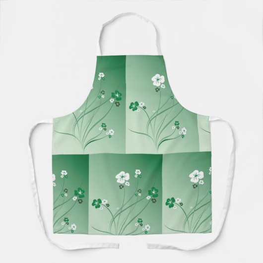 Tablier Fleurs Blanches Et Vertes (Recto)