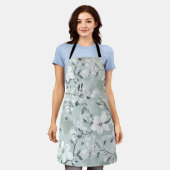 Tablier Fleurs blanches gris chic (Porté)