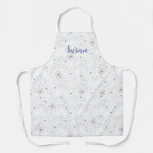 Tablier Fleurs blanches modernes de type Taupe avec boucle