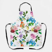 Tablier Fleurs blanches, oiseaux, abeilles, citron, papill (Recto)