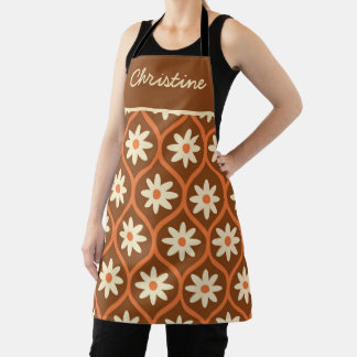Tablier Fleurs blanches rétro sur Ogee Brown Custom