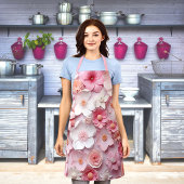 Tablier Fleurs blanches roses motif