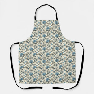 Tablier Fleurs bleues et beiges à motif floral d'anniversa