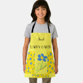 Tablier Fleurs bleues Motif jaune (Insitu)