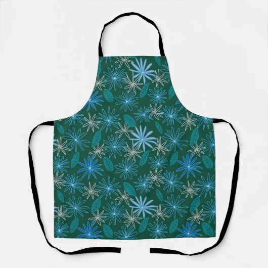 Tablier Fleurs bleues parmi le vert de la forêt (Recto)