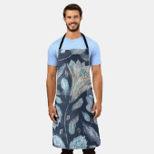 Tablier Fleurs Boho Chic : Aquarelle bleu foncé P (Porté)
