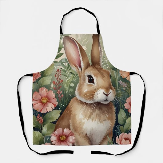 Tablier Fleurs broussailleuses et rêves de lapin Tout-en-u (Recto)
