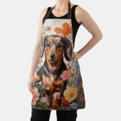 Tablier Fleurs Brown De Dachshund Et Cosmos (Insitu)