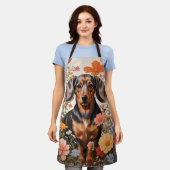Tablier Fleurs Brown De Dachshund Et Cosmos (Porté)