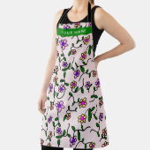 Tablier Fleurs colorées, Arrière - plan rose, Vert (Insitu)