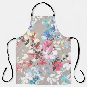 Tablier Fleurs colorées, design feuille et fleurs