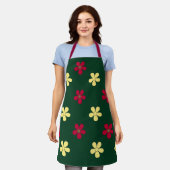 Tablier Fleurs Colorées Floral Moderne Vert (Porté)
