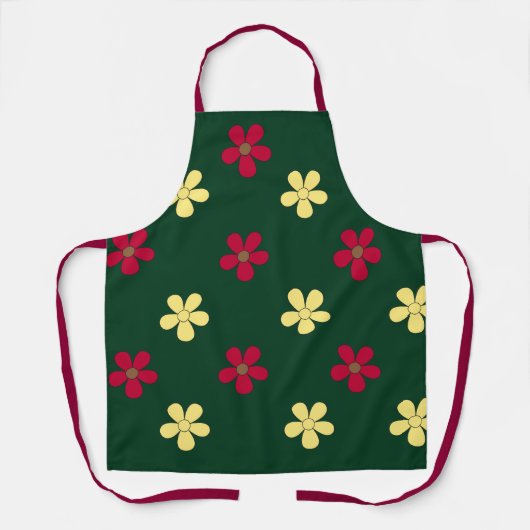 Tablier Fleurs Colorées Floral Moderne Vert (Recto)