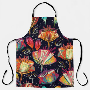 Tablier Fleurs colorées Plante Motif Vintage