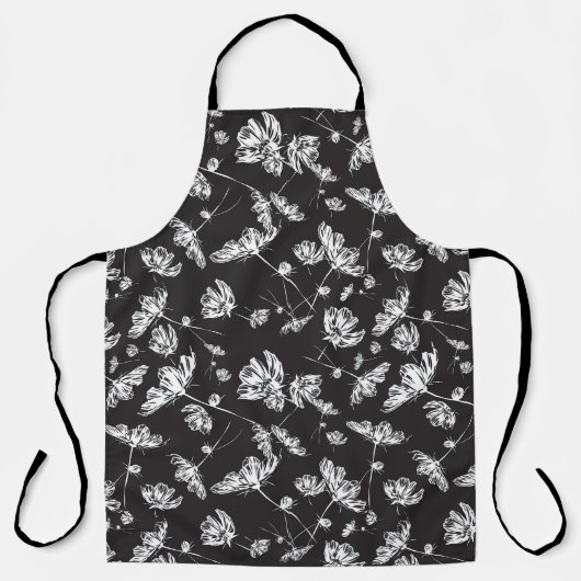 Tablier Fleurs cosmos blanches : motif isolé. (Recto)