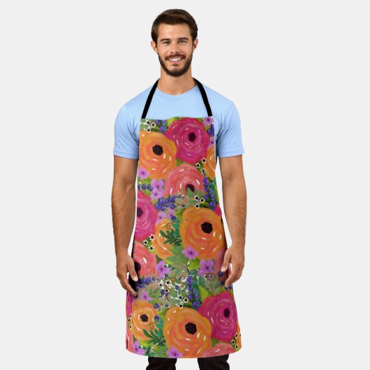 Tablier Fleurs d'aquarelle (Porté)