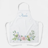 Tablier Fleurs d'aquarelle à la mode avec votre nom (Recto)