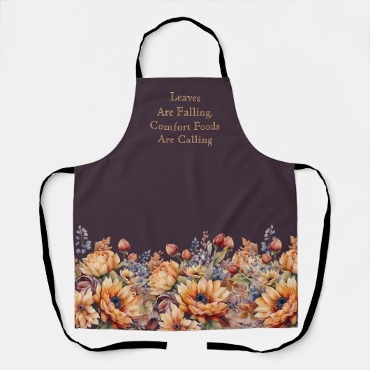 Tablier Fleurs d'aquarelle automnale - (Recto)