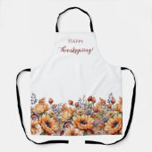 Tablier Fleurs d'aquarelle automnale - Blanc (Recto)