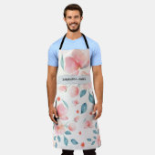 Tablier Fleurs d'aquarelle modernes & Gif personnalisé Kra (Porté)