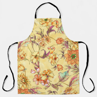 Tablier Fleurs d'aquarelle motif transparent