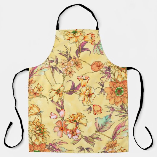 Tablier Fleurs d'aquarelle motif transparent (Recto)