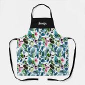 Tablier Fleurs d'aquarelle nom du motif botanique monogram (Recto)