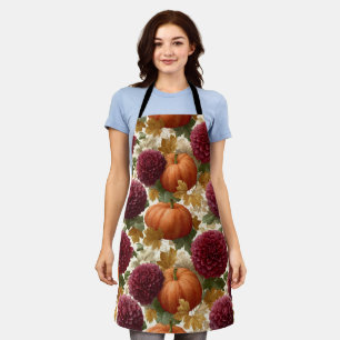 Tablier Fleurs d'automne citrouilles et bourguignonnes
