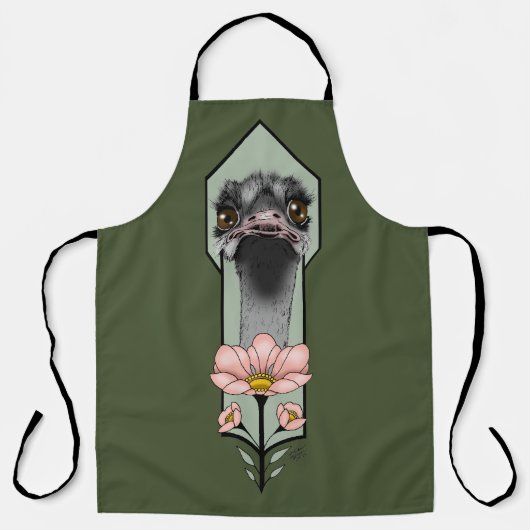 Tablier Fleurs d'autruche Art Déco Vert (Recto)