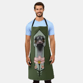 Tablier Fleurs d'autruche Art Déco Vert (Porté)
