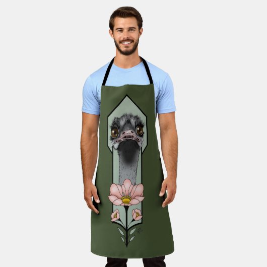 Tablier Fleurs d'autruche Art Déco Vert (Porté)