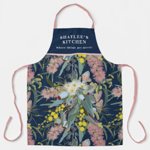Tablier Fleurs de brousse natives personnalisées bleu roya