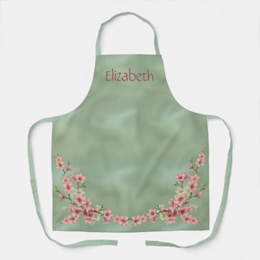 Tablier Fleurs de cerisier en rose et sarcelle (Recto)