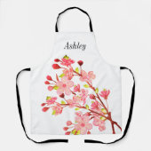 Tablier Fleurs de cerisier rose blanc Chic (Recto)