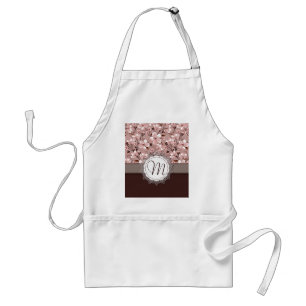 Tablier Fleurs de cerisiers avec Monogramme dentelle