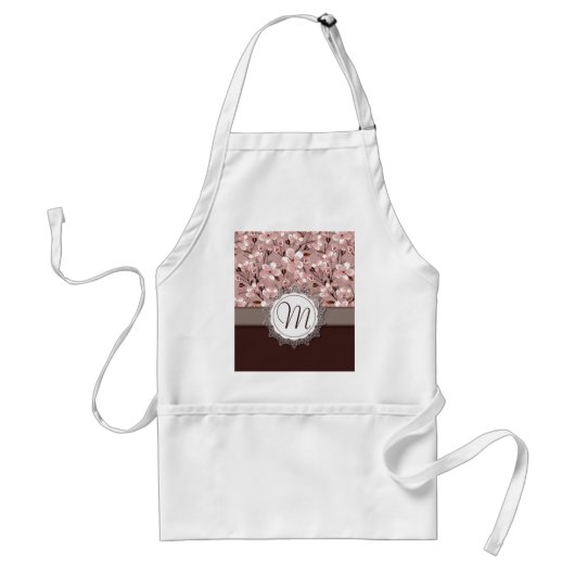 Tablier Fleurs de cerisiers avec Monogramme dentelle (Devant)