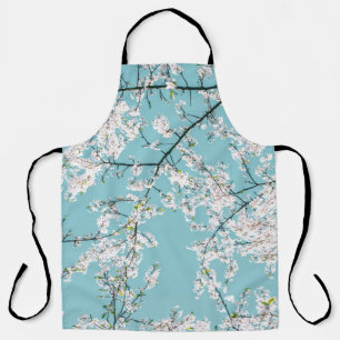 Tablier Fleurs de cerisiers : tendance florale turquoise