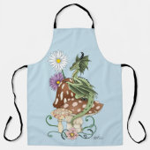 Tablier Fleurs de Champignon Dragon Fantastique Vert Capri (Recto)