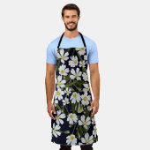 Tablier Fleurs de champs blancs : motif vintage. (Porté)