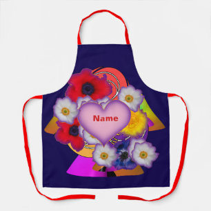 Tablier Fleurs de cœur personnalisées